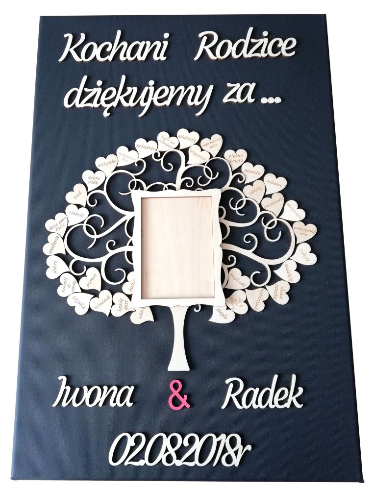 

Podziękowanie dla rodziców Ślub drzewko ramka zdj