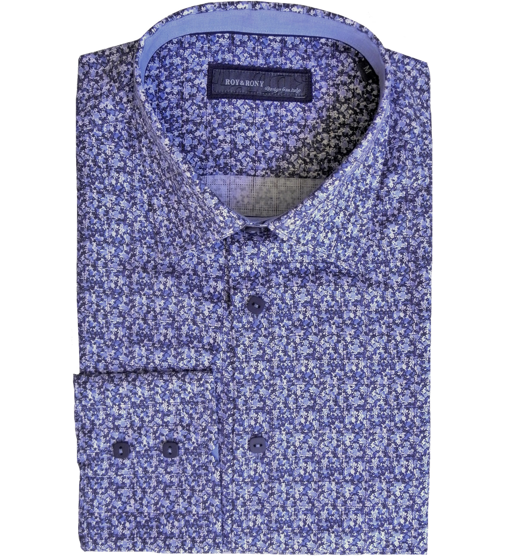Pánská košile L 41/42 s potiskem slim fit, vypasovaná