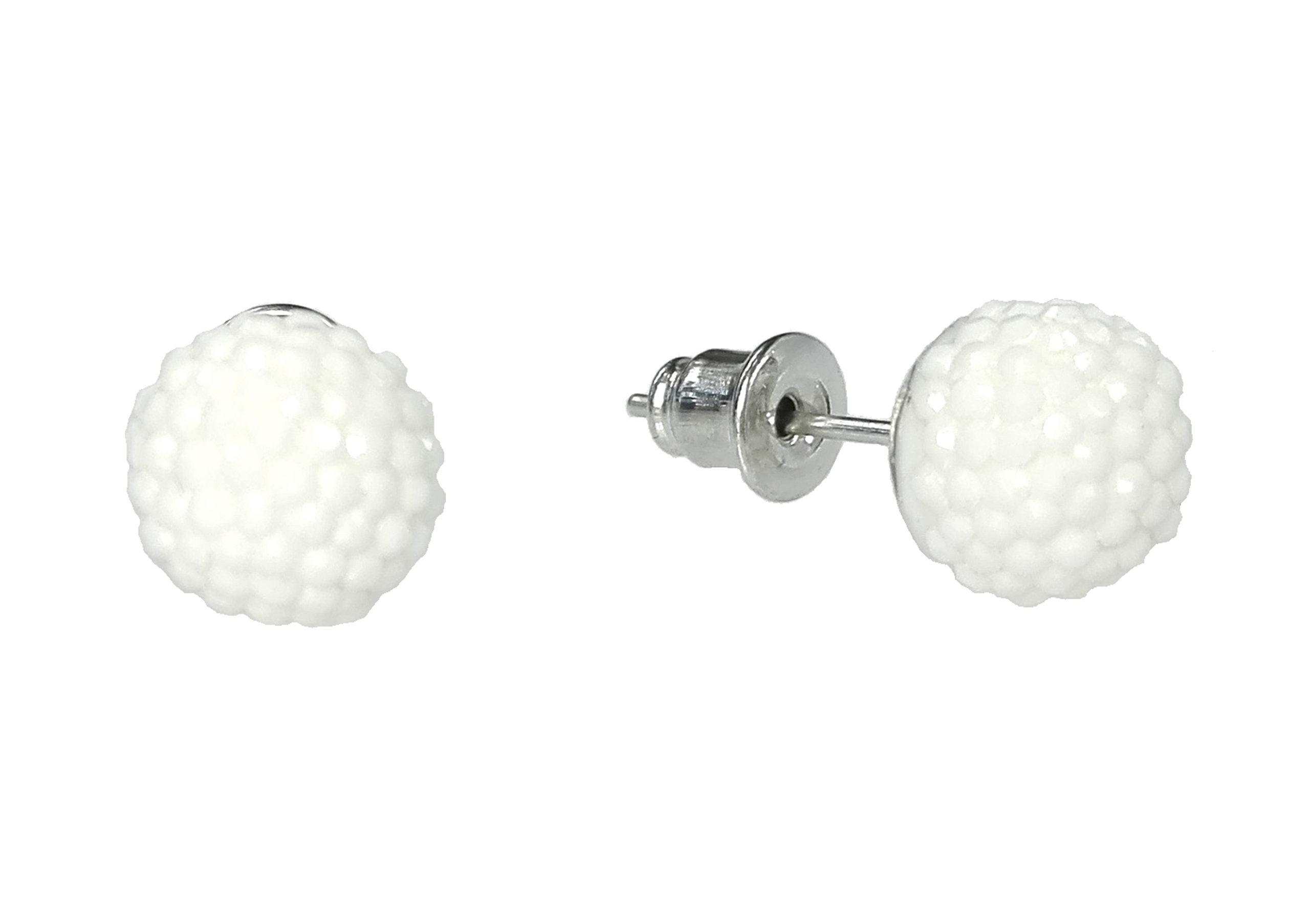 

K231-43 Kolczyki 3/4 Kule Kryształowe 8mm-BIAŁY