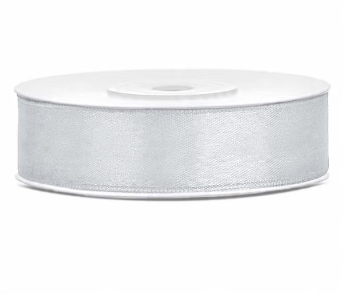 

Wstążka tasiemka satynowa srebrna 12mm x 25m