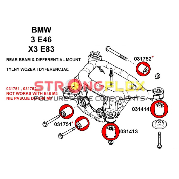 САЙЛЕНТБЛОК САЙЛЕНТБЛОК МОСТ ДИФРА ДИФФЕРЕНЦИАЛ BMW E46 КОМПЛЕКТ КОМПЛЕКТ 19 фотография 2