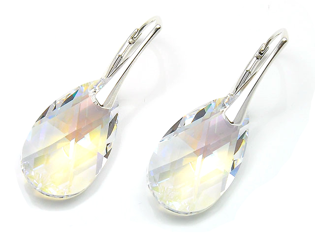 

Srebrne Kolczyki 925 Swarovski Migdał Moonlight 22