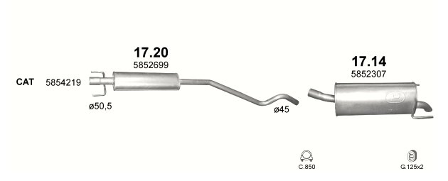 TŁUMIK ŚRODKOWY OPEL ASTRA 17.20 Producent części Polmostrów