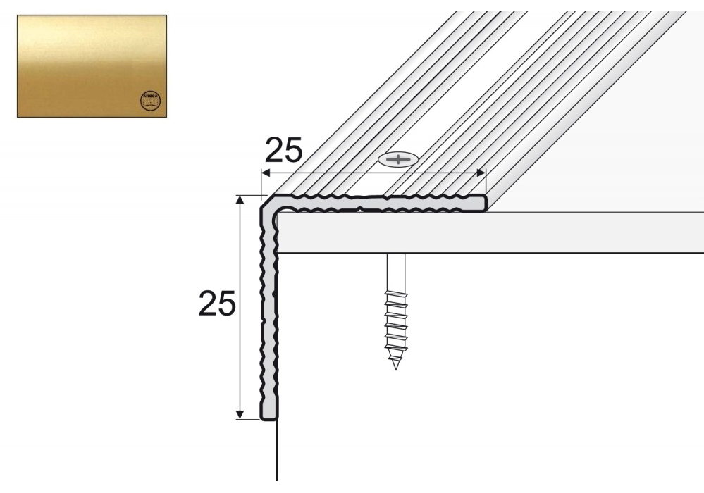 

Kątownik aluminiowy A40, 90cm Złoto 25x25mm