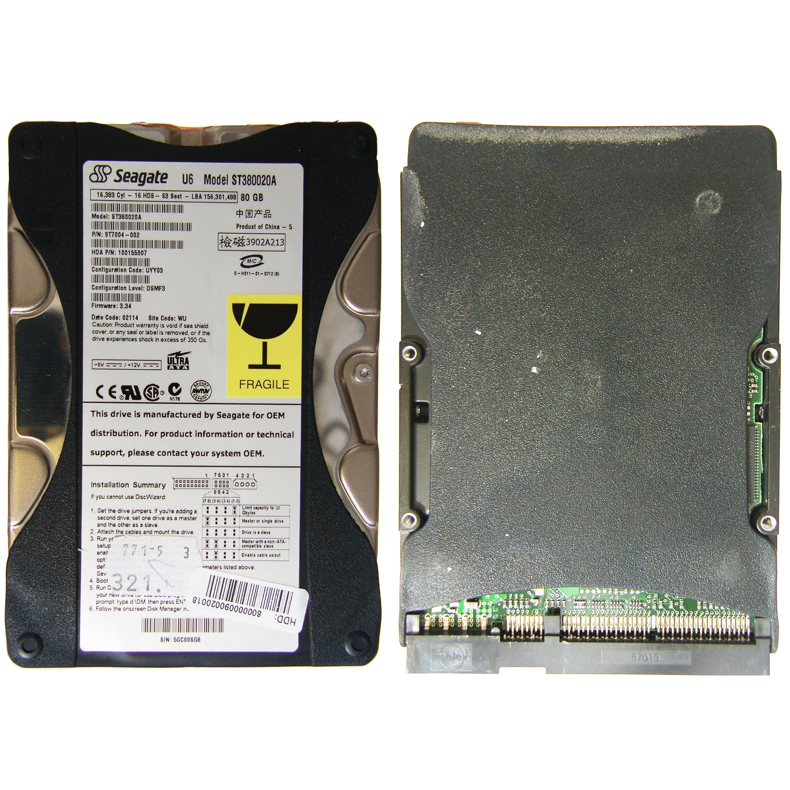 SEAGATE ST380020A | FW 3.34 | darca FpU