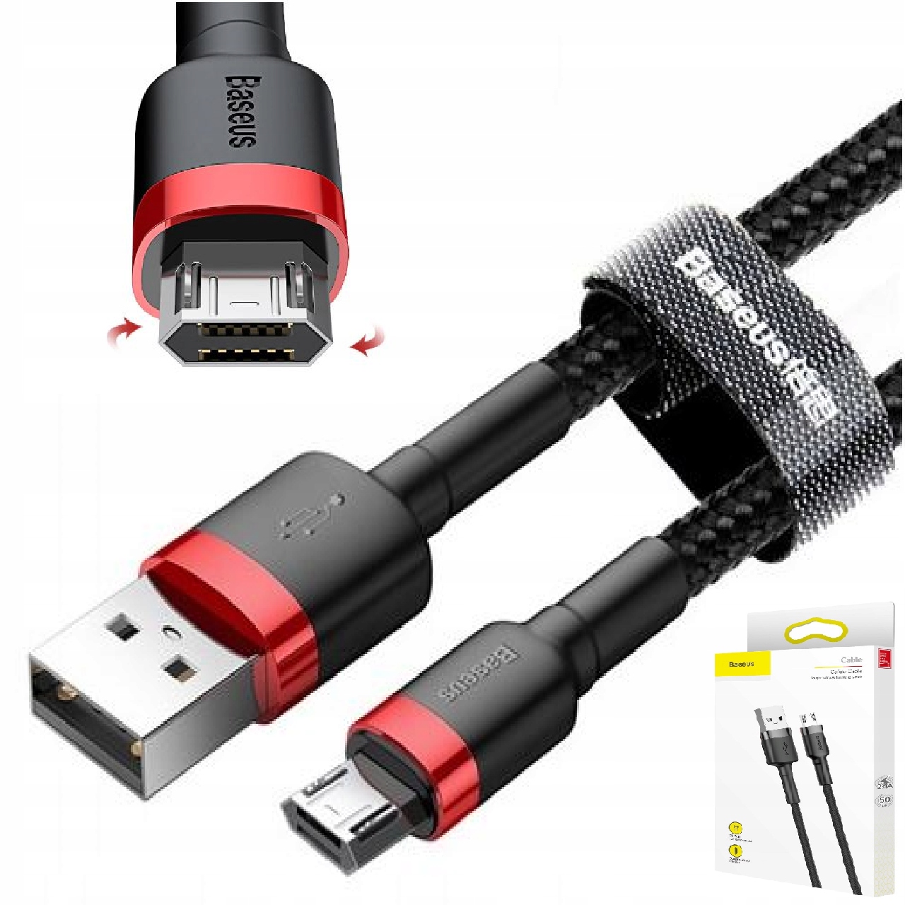 

Baseus Dwustronny Kabel 2.4A 50CM Micro Usb