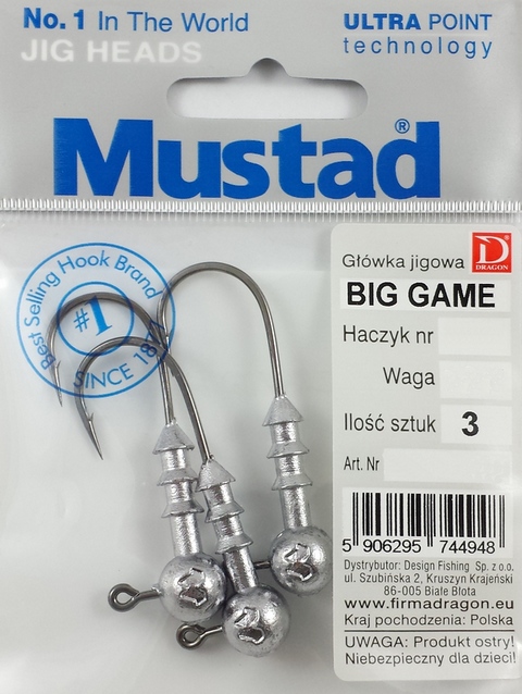 Główka jigowa Mustad Big Game 3 szt. 5/0 10 g