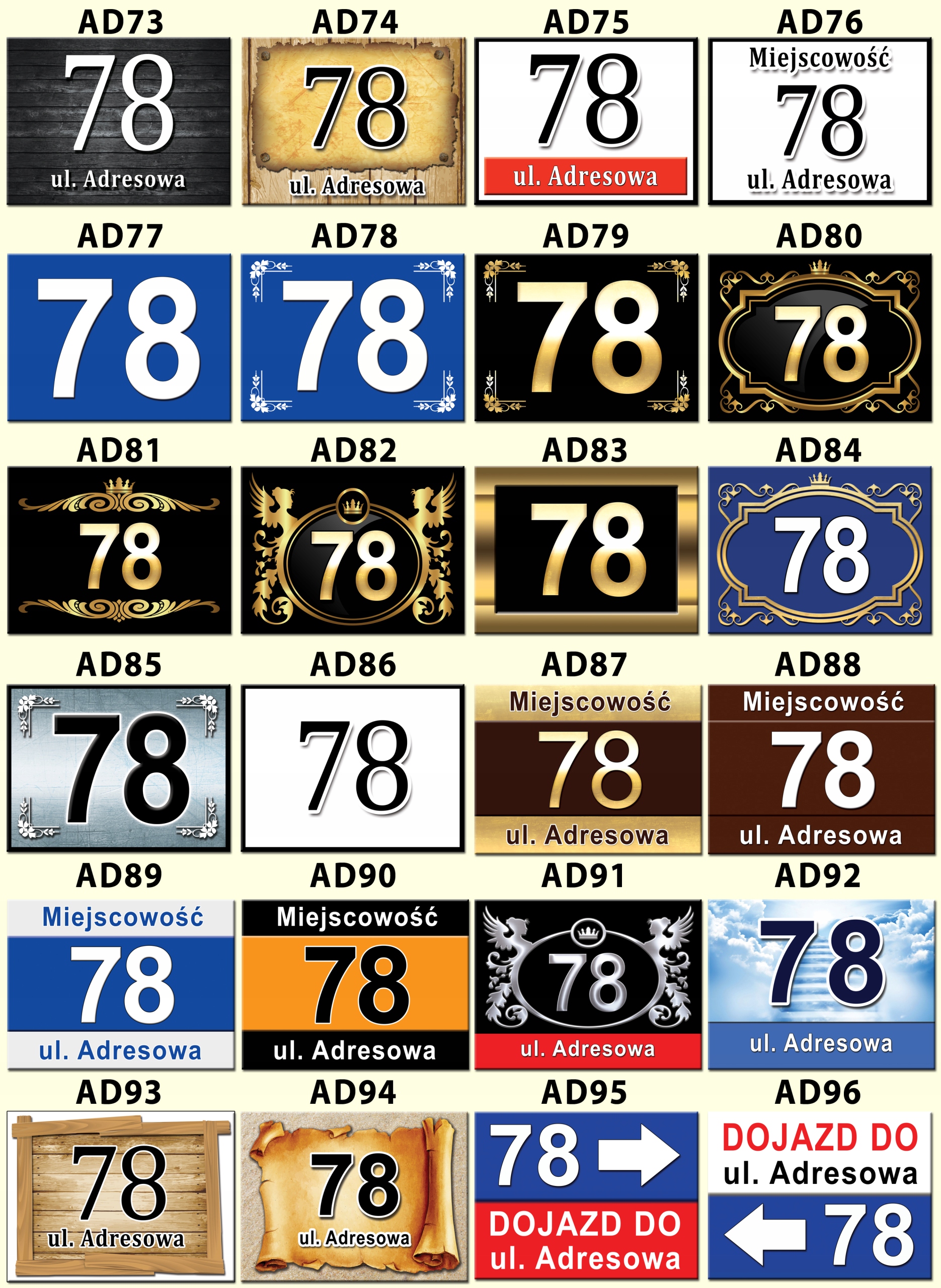 TABLICZKA ADRES NA DOM nazwa ulica numer działka Grubość 2 mm