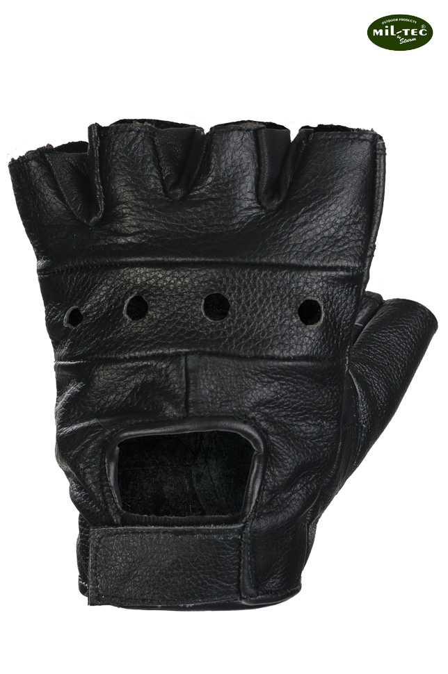 Mil-Tec Rękawice Skórzane Bez Palców Rękawiczki na Rower - Czarne XXL Marka Mil-Tec