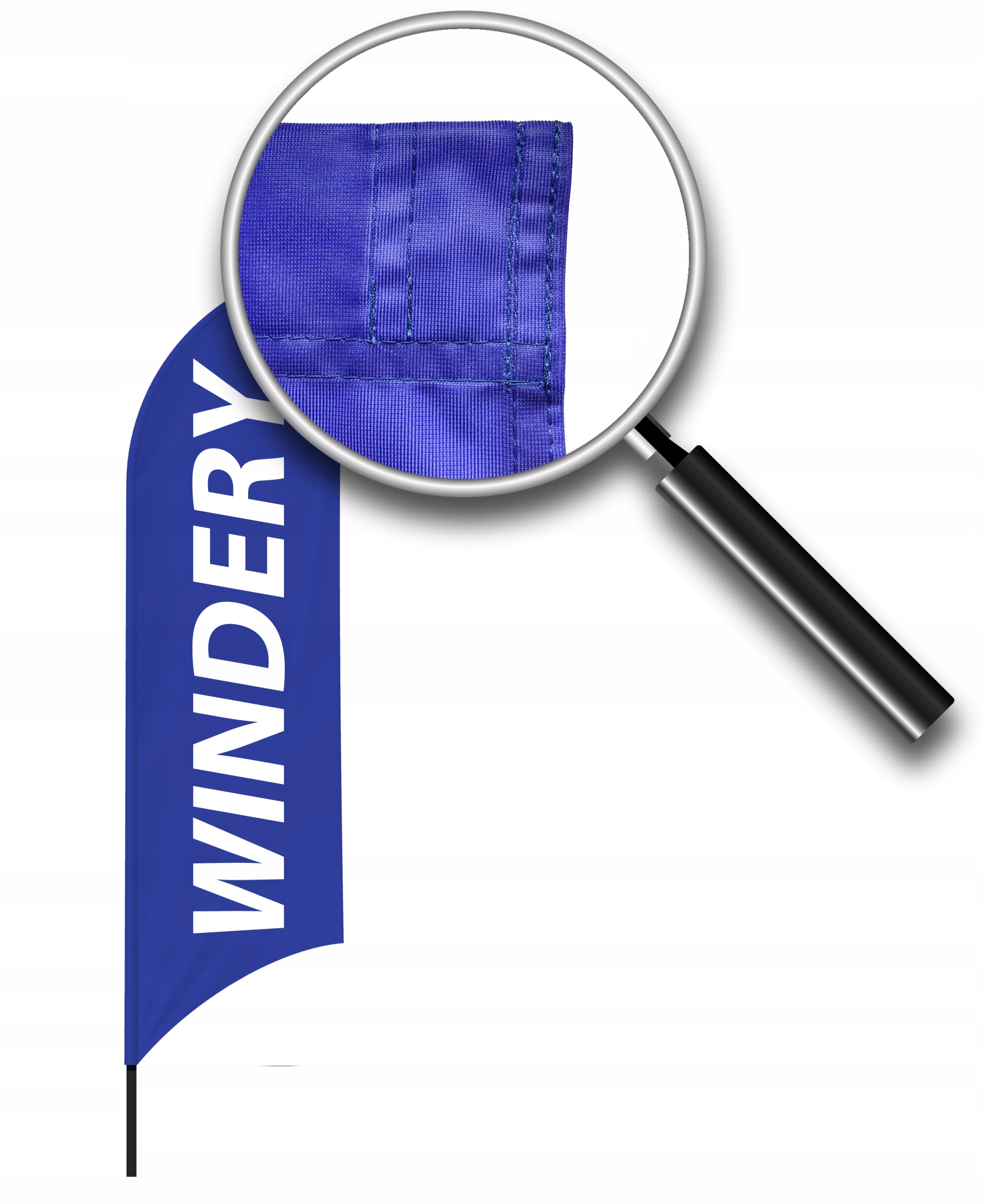 Winder Beach flaga reklamowa 350 cm z podstawą 4kg Wysokość produktu 310 cm