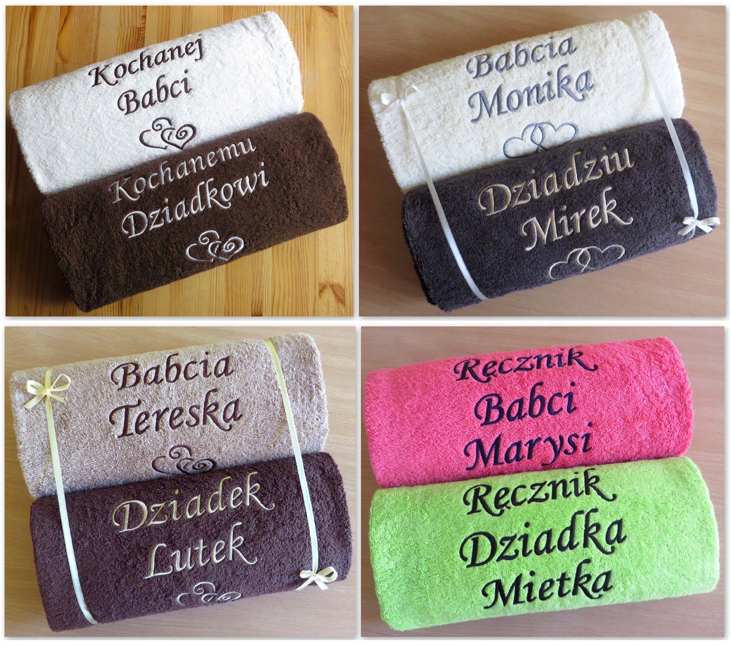 Prezent DZIEŃ BABCI I DZIADKA 2 ręczniki z NAPISEM Informacje dodatkowe Wykonanie haftu w cenie