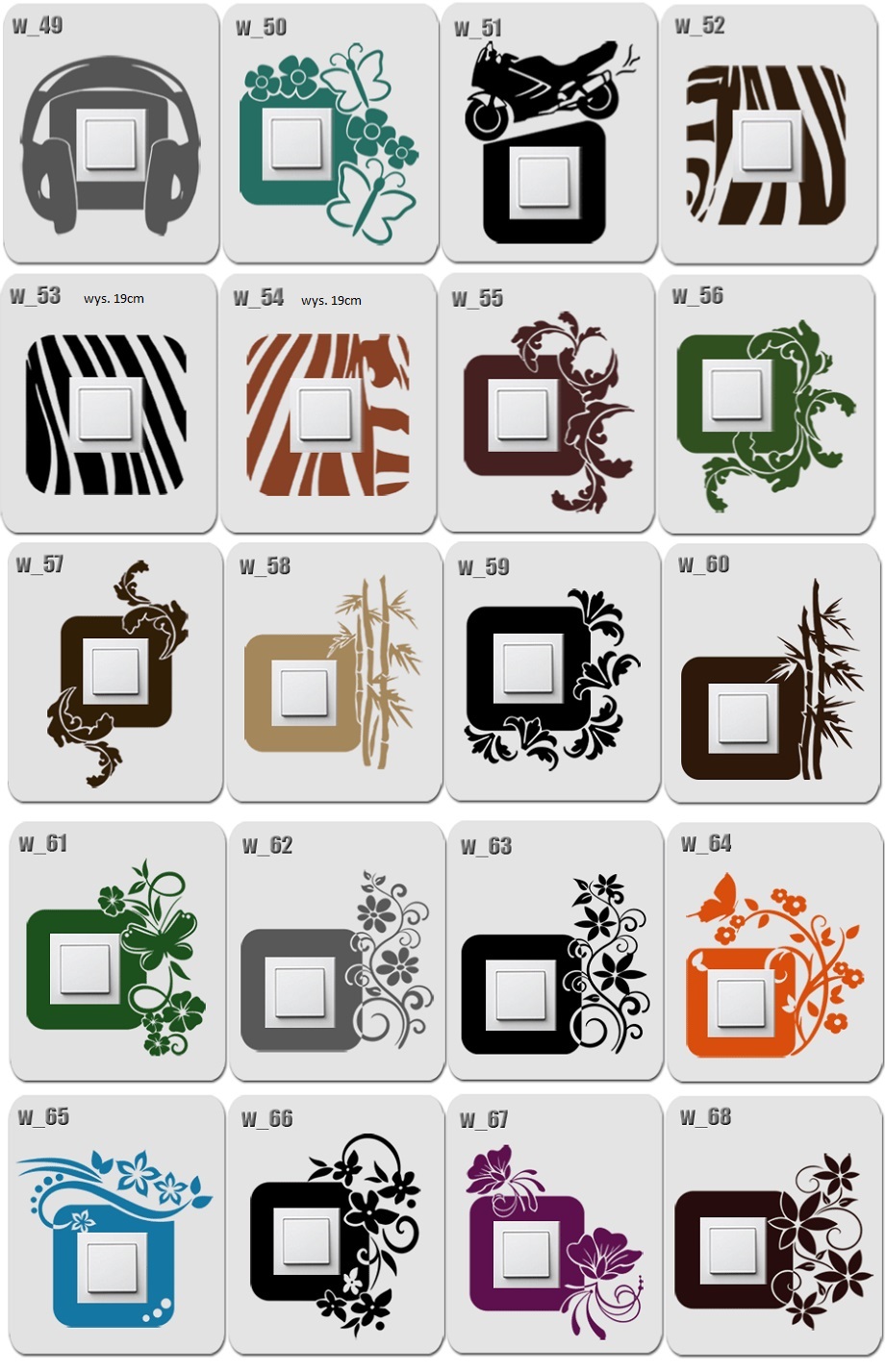 NAKLEJKI na ścianę pod kontakt włącznik gniazdo NAKLEJKA ścienna matowa Szerokość produktu 25 cm