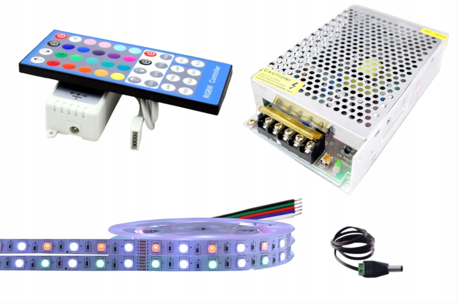 Set Led pásek 300 Smd Rgbw 5050 dálkový ovladač 10 m