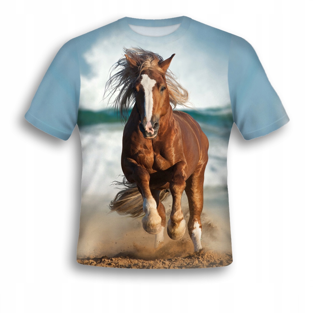 KOSZULKA FULLPRINT PIĘKNY KOŃ S MŁODZIEŻOWA MODNA Marka inna