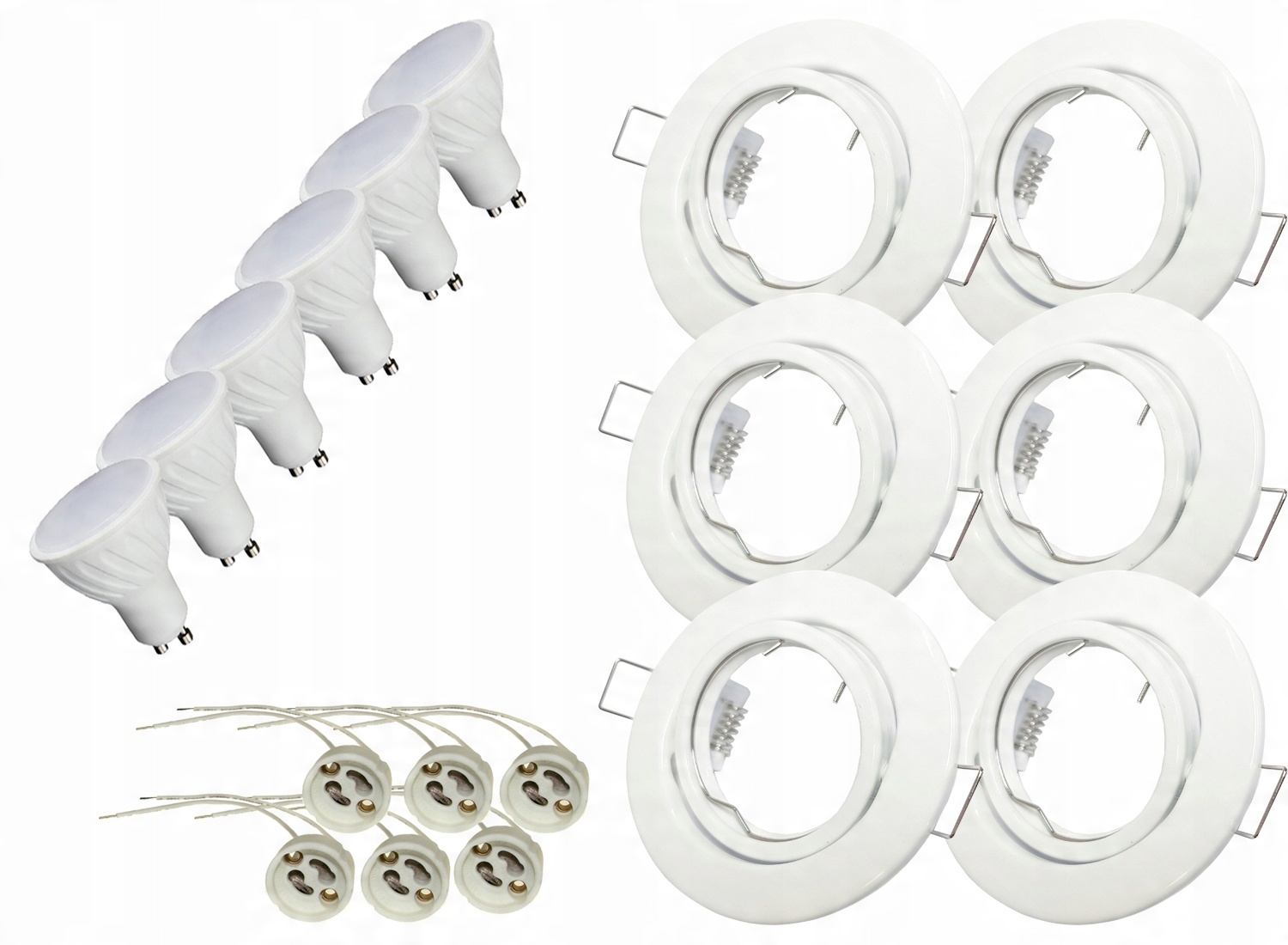 

Zestaw 6xLED GU10 4W Oprawa halogen Biała Okrągła
