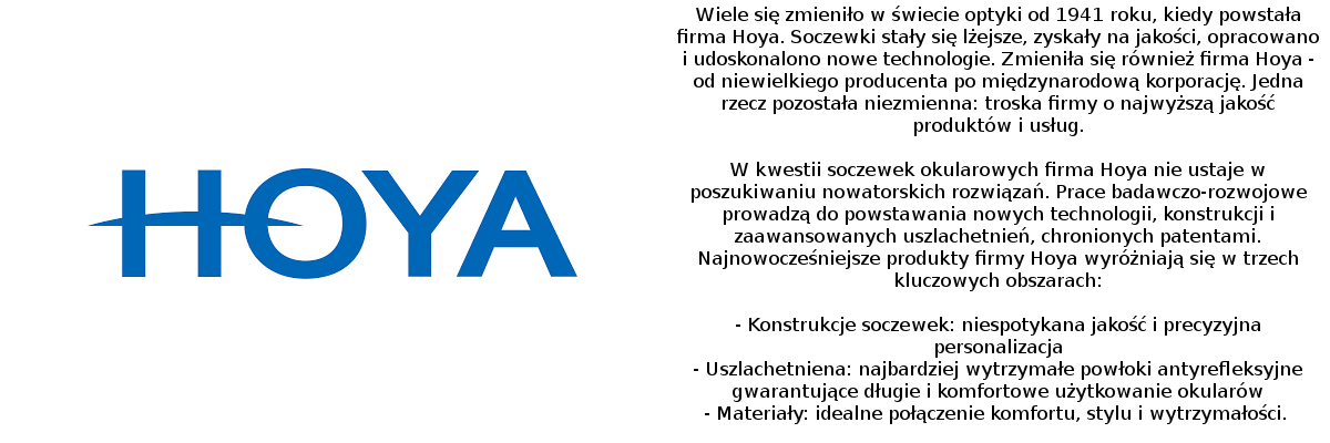 SZKŁA SOCZEWKI OKULAROWE HOYA UV HI-VISION MEIRYO Producent Hoya