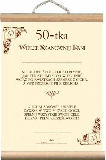 

Dyplom życzenia 50 Urodziny Kobiety 50