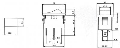 Przełącznik klawiszowy 3p podś 12V niebieski(0566a Kod producenta 0566a
