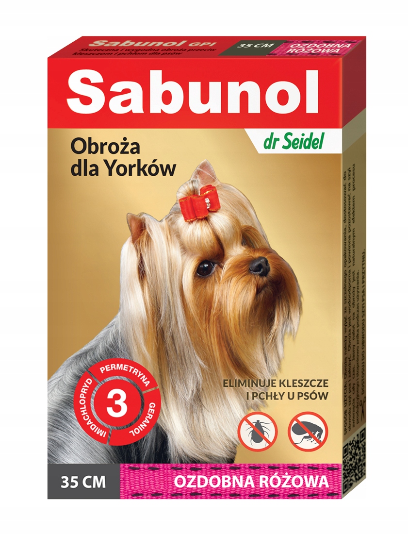 

Sabunol obroża różowa kleszcze pchły 35cm dla York