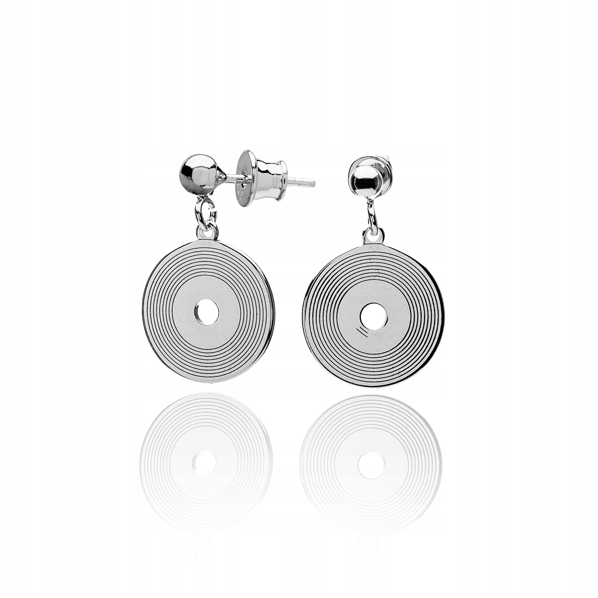 Náušnice s vinylovými kroužky, stříbrné