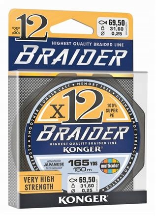 Konger Plecionka Braider x12 Multicolor 0,16/150m