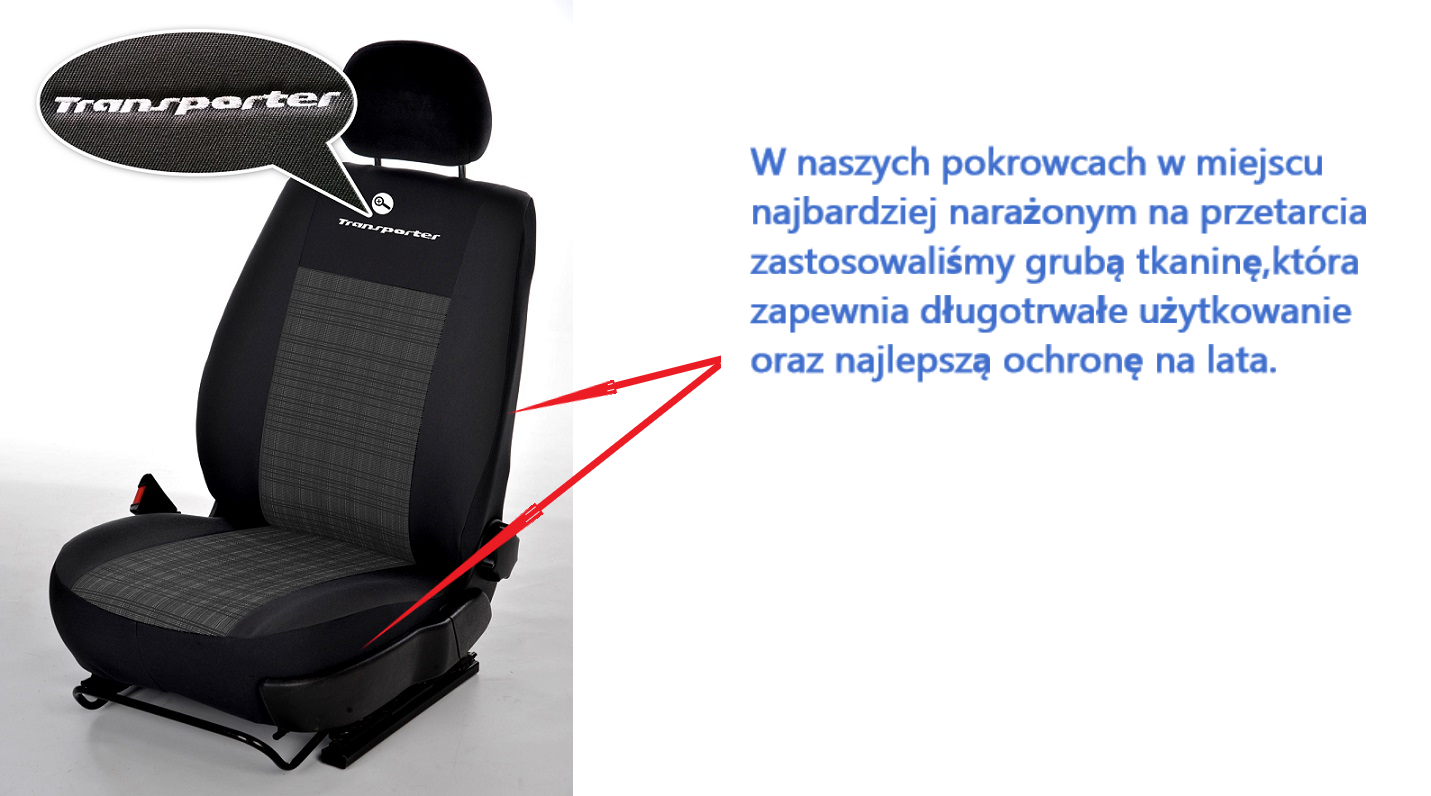 POKROWCE samochodowe VW Transporter T5 T6 2+1 Typ pokrowiec