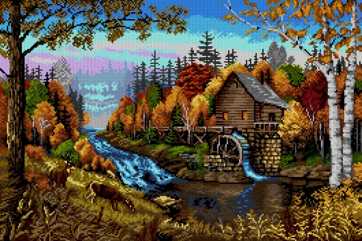 Výšivka křížová sada, vzor+kanva+mulina+jehly