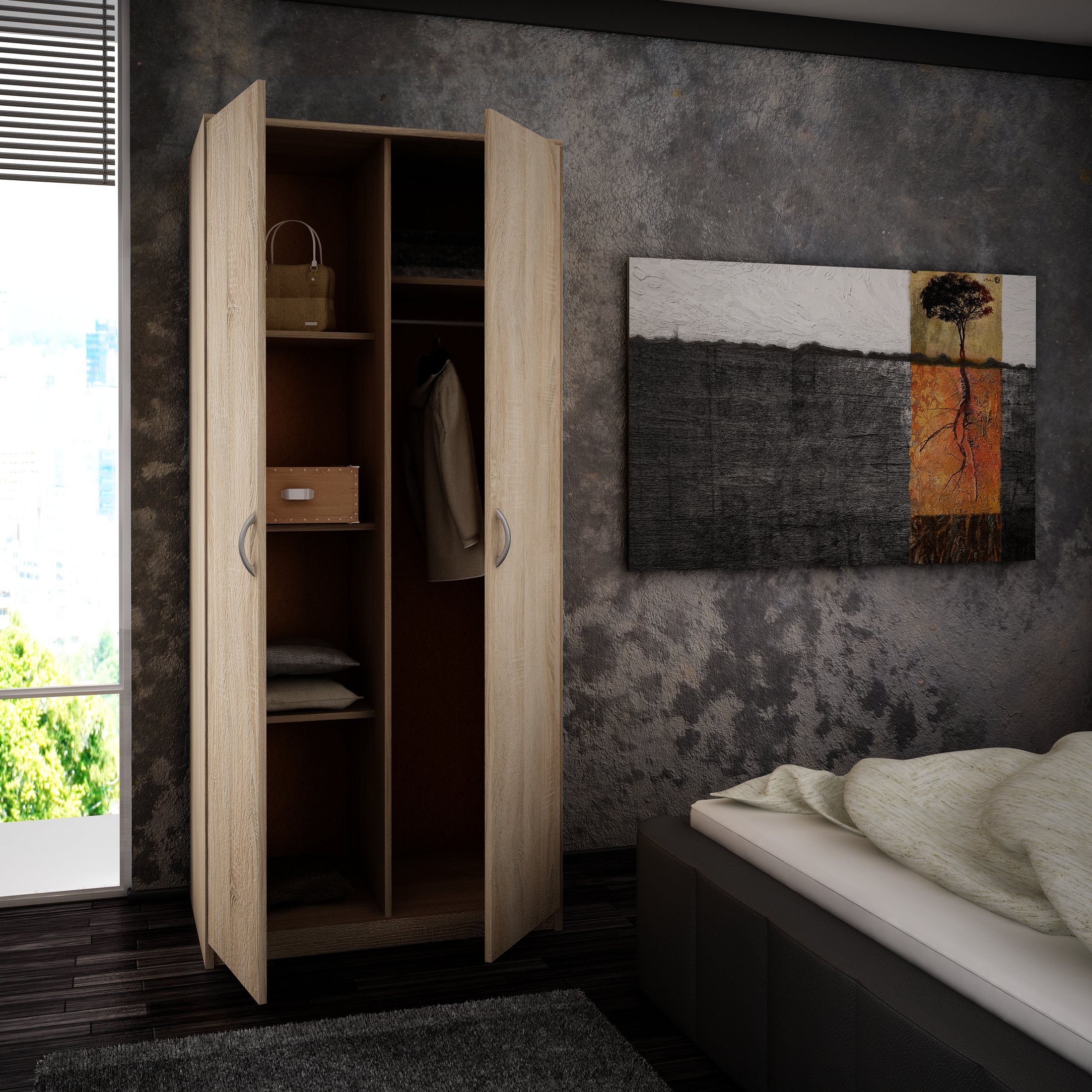 Szafa dwudrzwiowa regał na ubrania 2D4P DĄB SONOMA ROB Marka Matkam