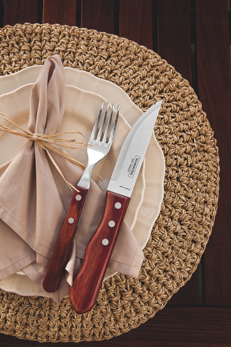 TRAMONTINA 12x Widelec 22cm JUMBO Bordowy POLYWOOD Waga produktu z opakowaniem jednostkowym 0.047 kg