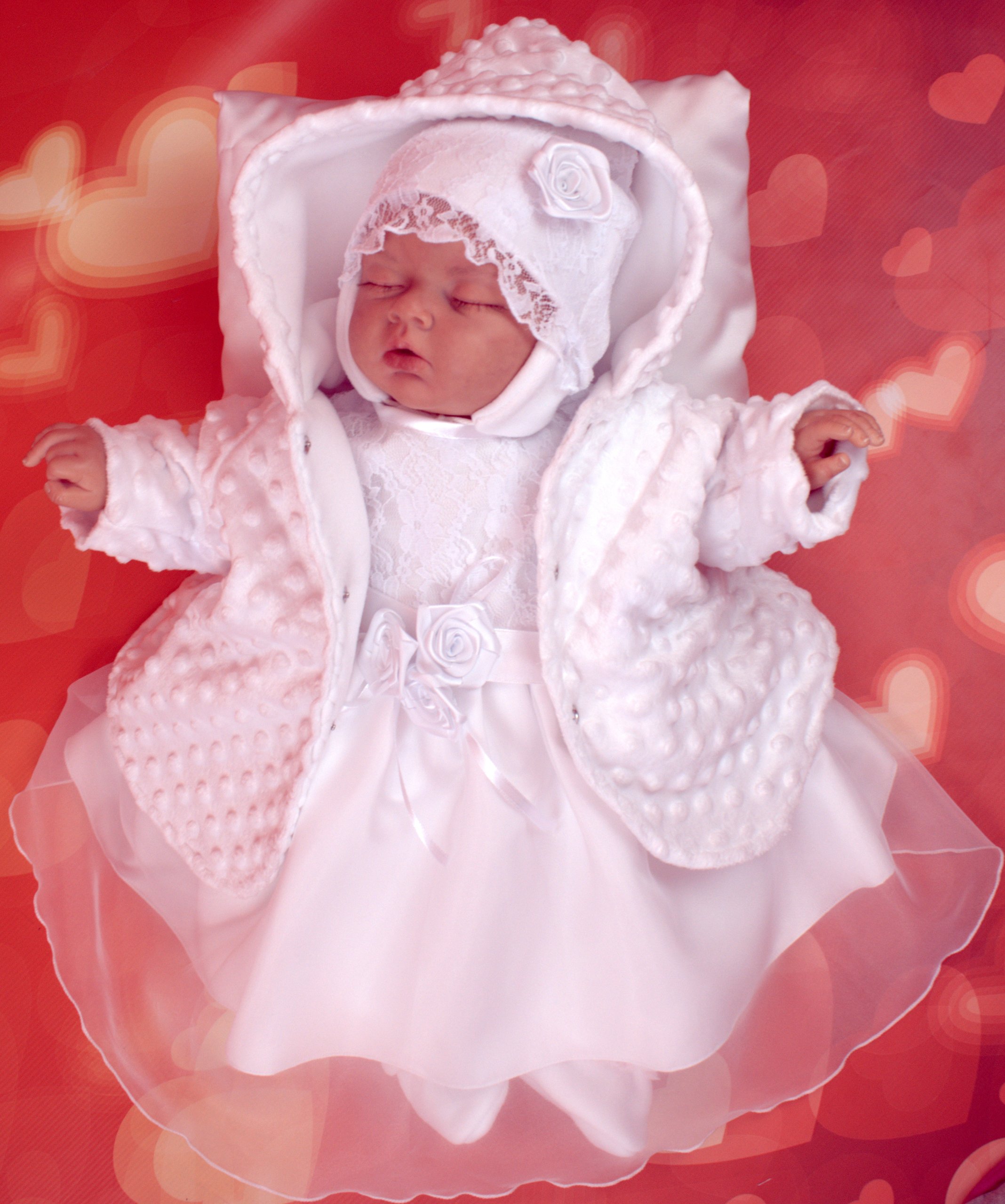 ANDZIA 4 cz Komplet KORONKA do CHRZTU 56-62 ZIMA Marka bez marki