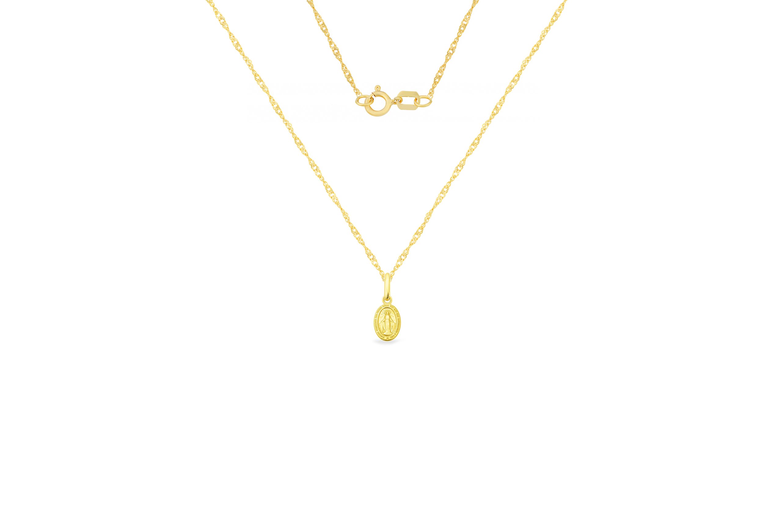 ZŁOTY KOMPLET KOMUNIA CHRZCINY MEDALIK ŁAŃCUSZEK Marka Goldmark