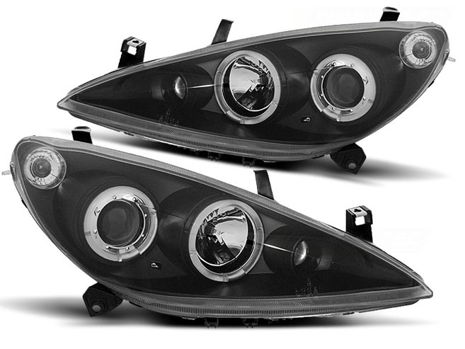 LAMPY PRZEDNIE PEUGEOT 307 01-05R RINGI SONAR BLK