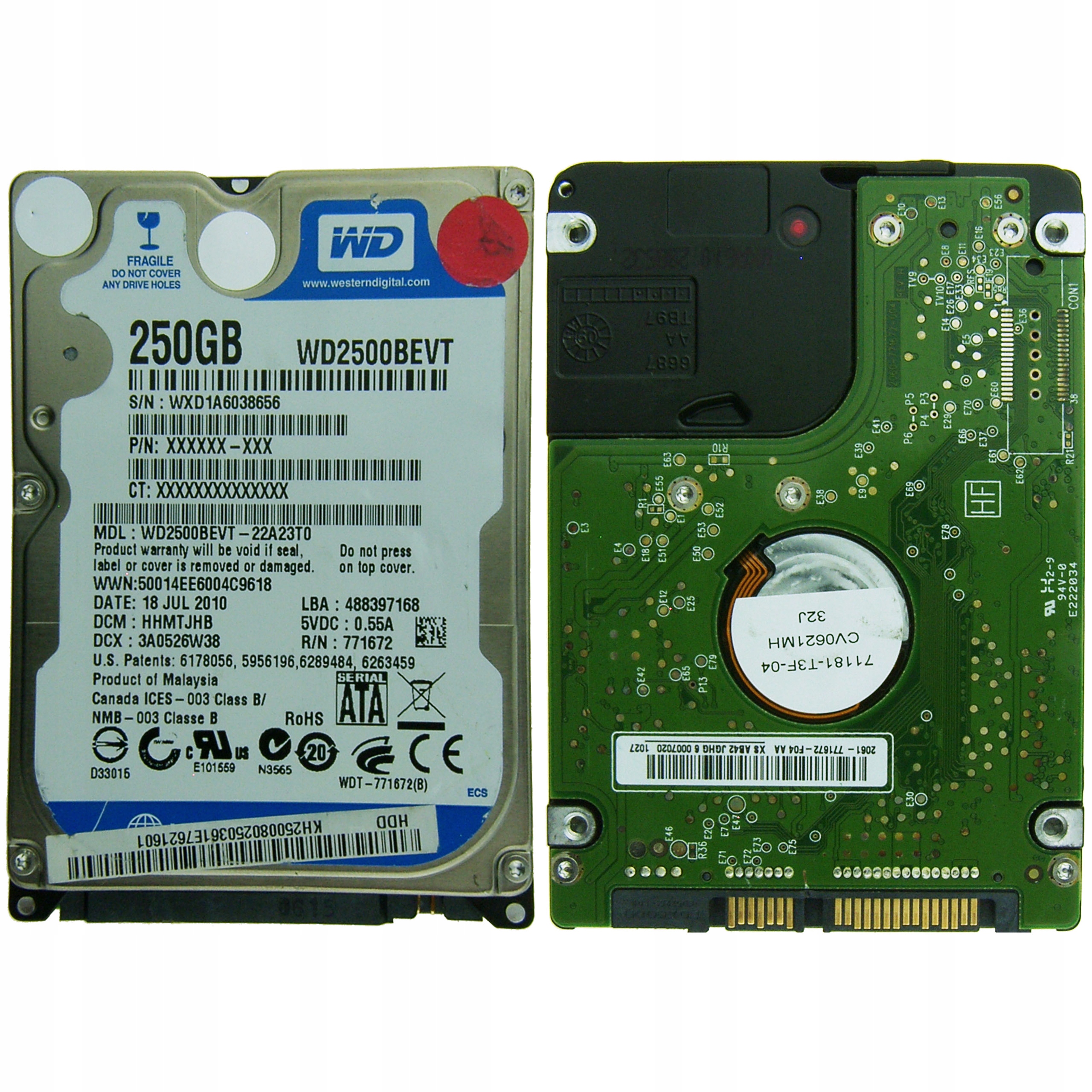 WD WD2500BEVS | 22A230 | nezistené 4eF