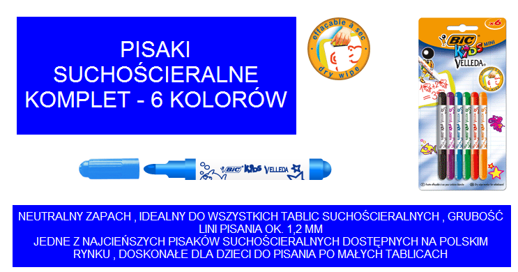 PISAKI SUCHOŚCIERALNE grubość 1,2mm 6 kolorów Bohater Inny