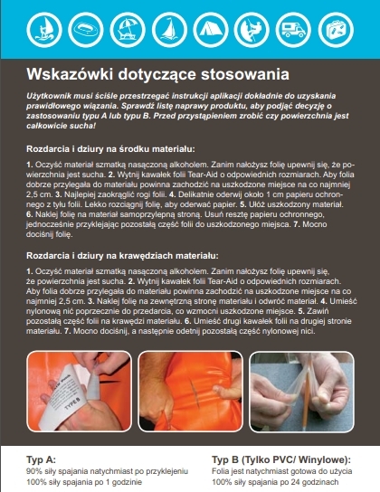 Taśma Naprawcza Tear-Aid NIEZWYKLE MOCNA 0,5m Typ A Marka Tear - aid