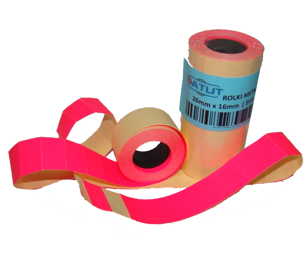 

Metki etykiety dwurzędowe 26x16 proste różowe Neon