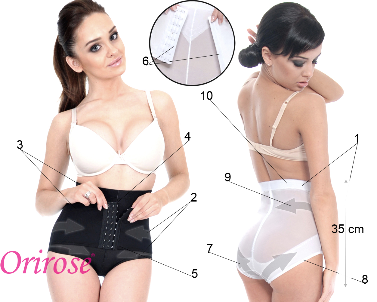 Orirose MAJTKI figi mocno WYSZCZUPLAJĄCE brzuch modelujące talię PUSH-UP EAN (GTIN) 5904139466940