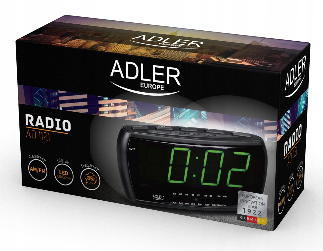 RADIOBUDZIK RADIO FM/AM ZEGAR LED ADLER AD1121 Marka Adler