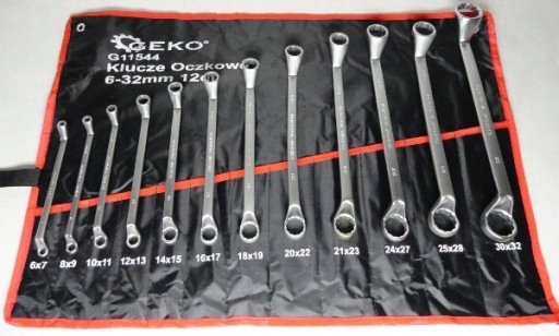 

Klucze Oczkowe Gięte 6-32 MM 12EL Zestaw Kluczy