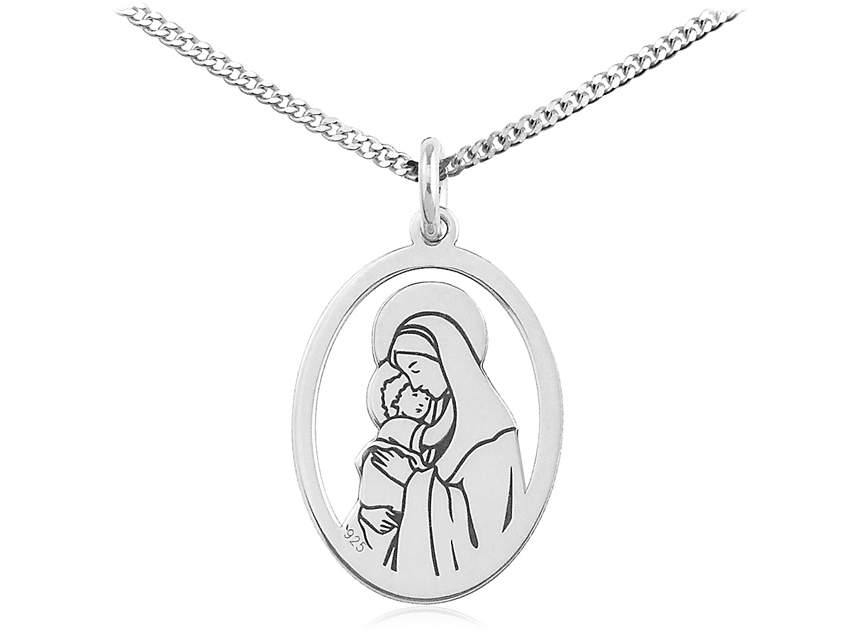 SREBRNY MEDALIK MATKA BOSKA JEZUS KOMUNIA CHRZEST Marka Inna marka