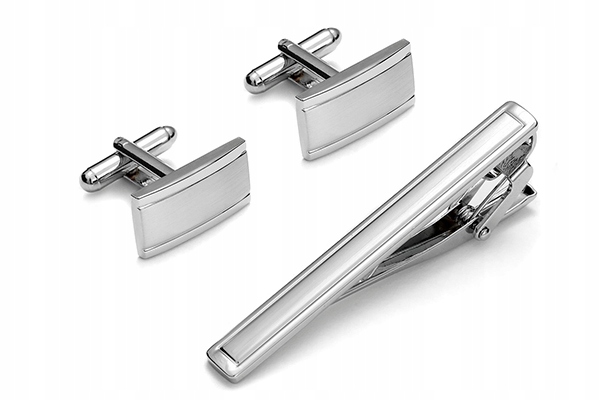 KOMPLET W PUDEŁKU Spinka do Krawata+ Spinki do Mankietów Koszuli Męski ks21 Marka Rene Chagal