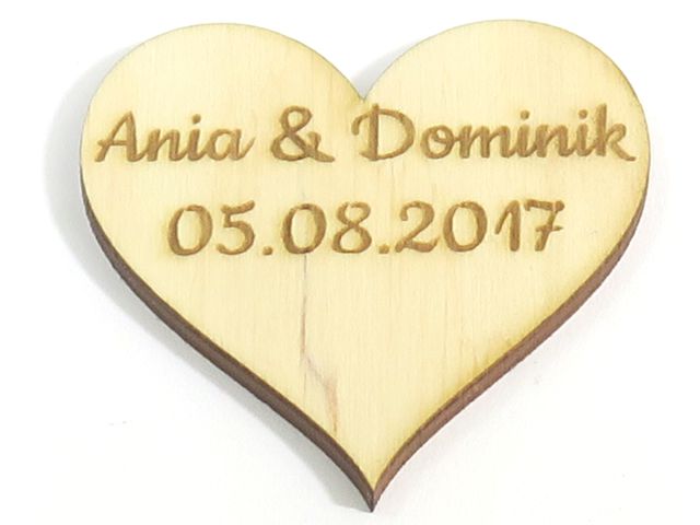 

Serce 5x5cm z Imionami i Datą Na Ślub Na Stół OO92