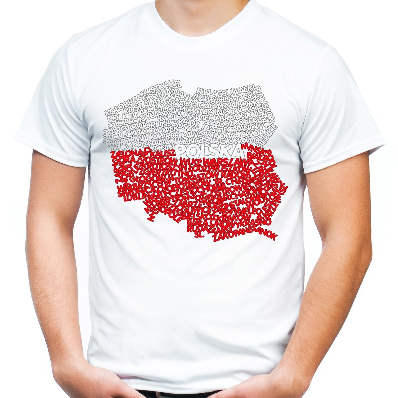 

Koszulka mapa nazwy miast polska patriotyczna -XL