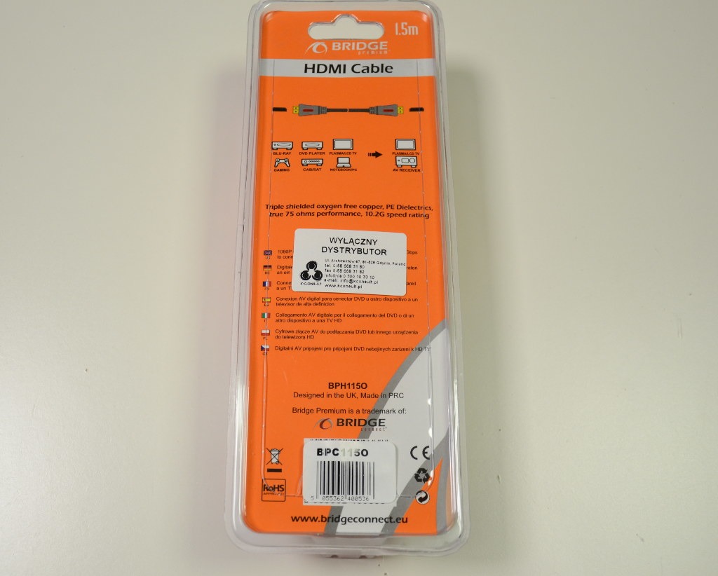 KABEL PRZEWÓD HDMI PREMIUM FULL HD 1.5m ORANGE Długość kabla 1.5 m