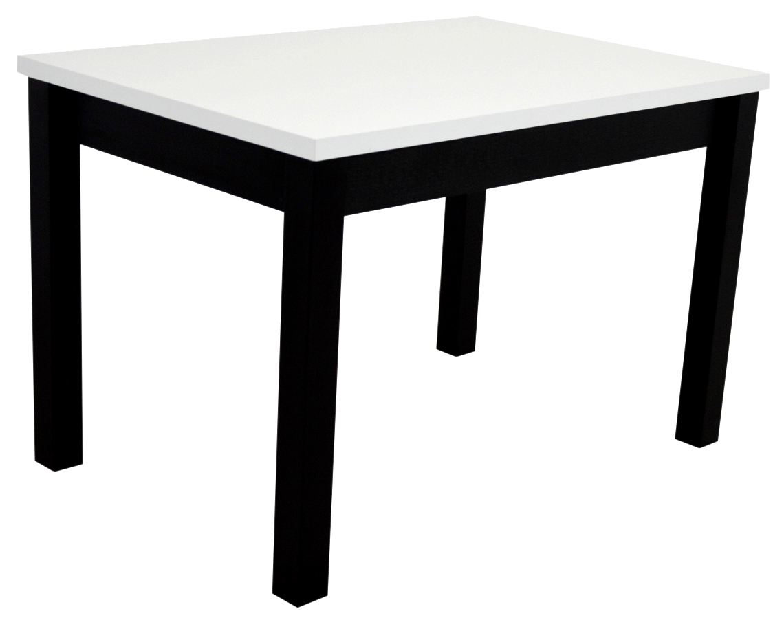 белый стол с черным стеклом