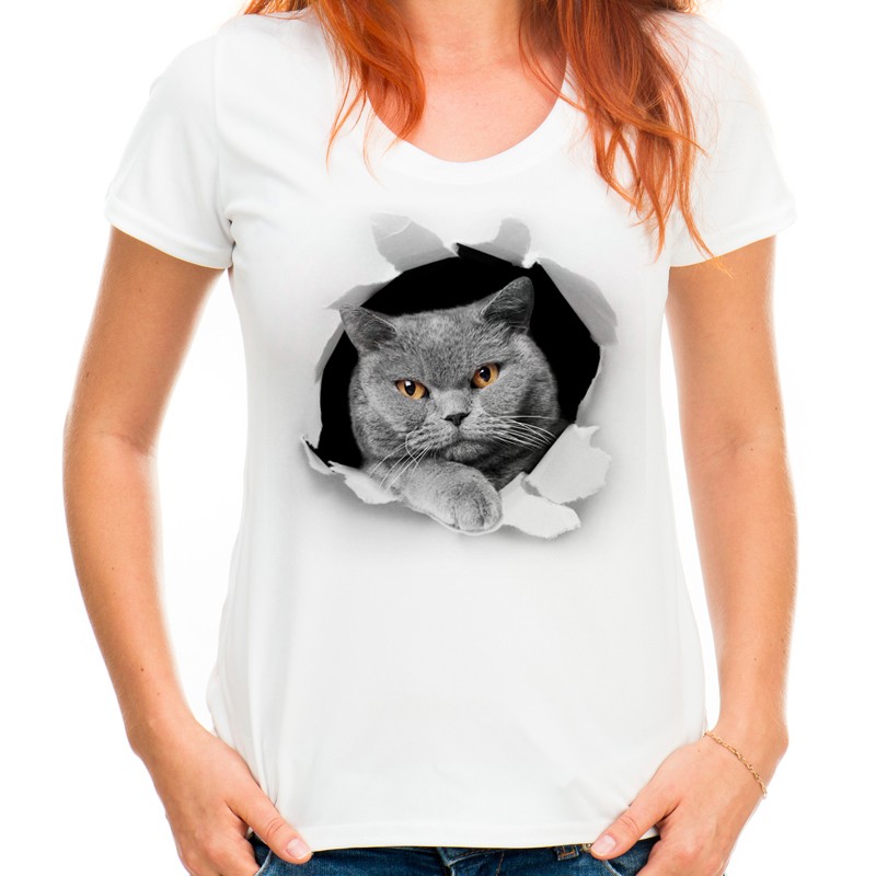 

Koszulka z kotem bluzka t-shirt kot głowa kota -M