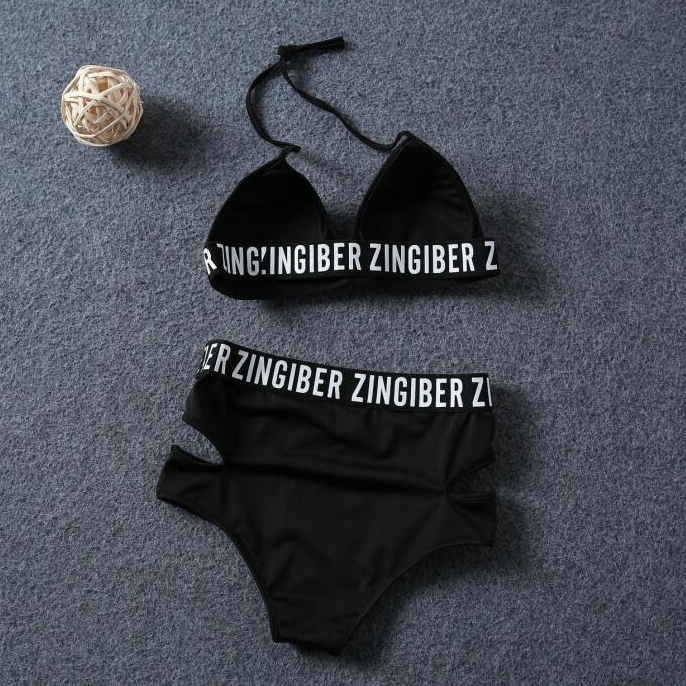 STRÓJ KĄPIELOWY BIKINI WYSOKI STAN STRAPS NAPISY M Model Zingi