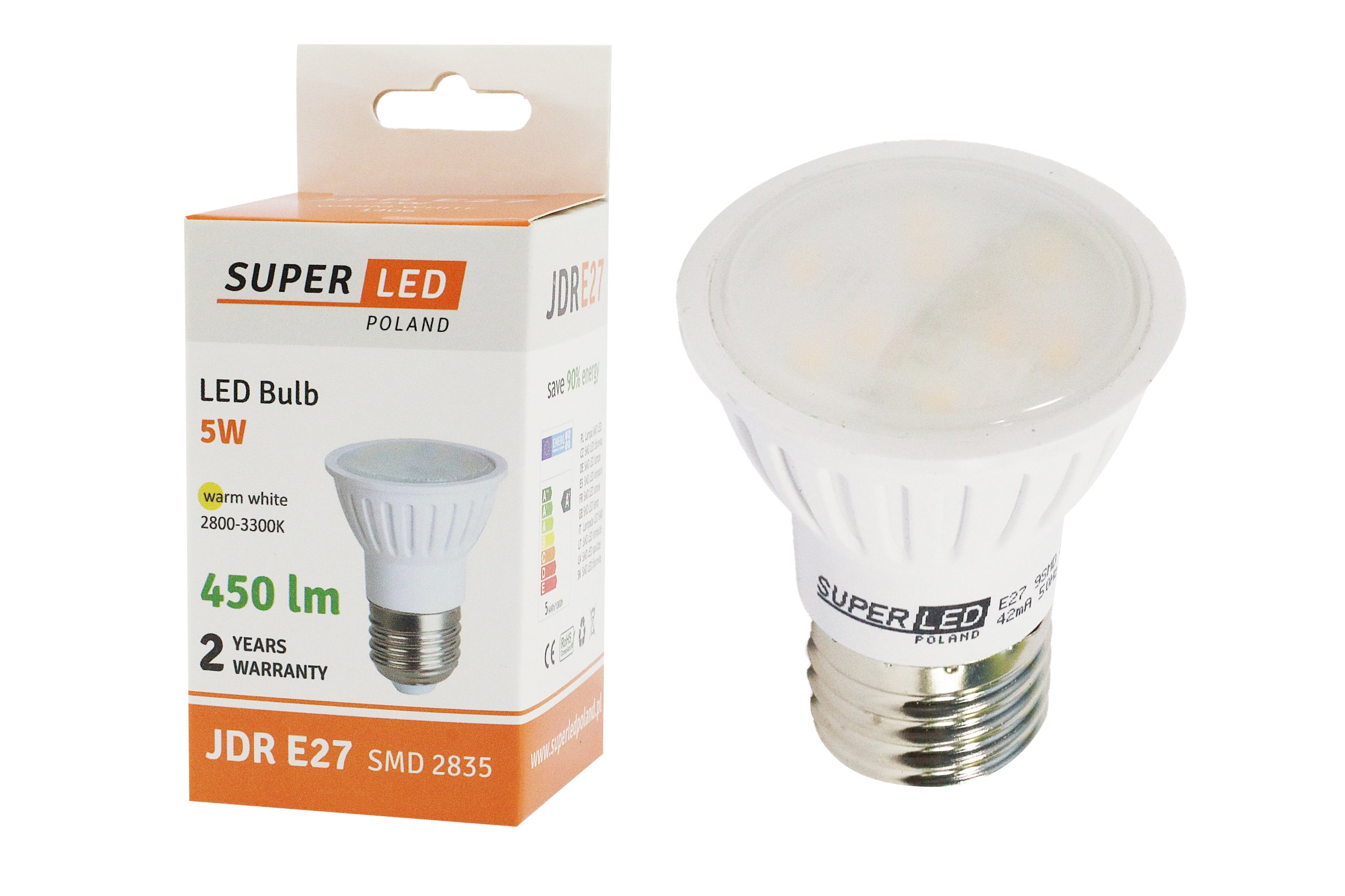 

Żarówka Led E27 Jdr Smd 5W 450lm biała ciepła