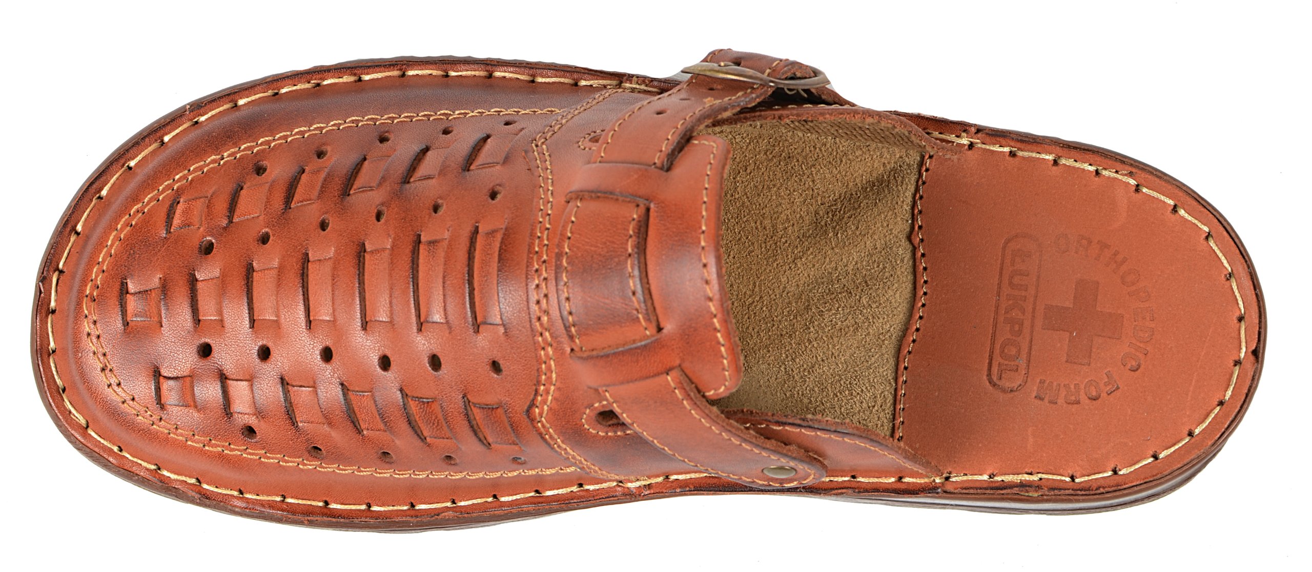 ŁUKPOL KLAPKI SKÓRA MĘSKIE 803 SKÓRZANE WYGODNE 43 Długość wkładki 27.5 cm