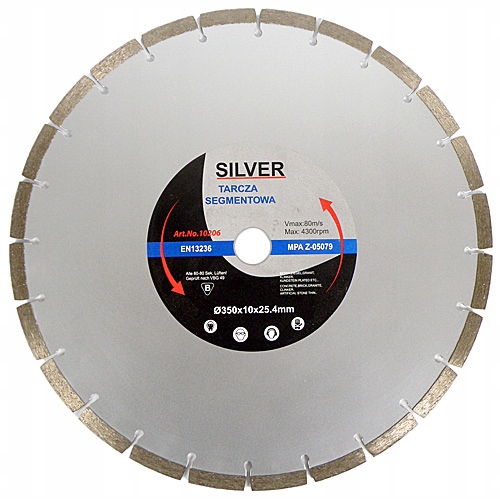

Tarcza Diamentowa Segment 350 x 25,4 Silver Beton